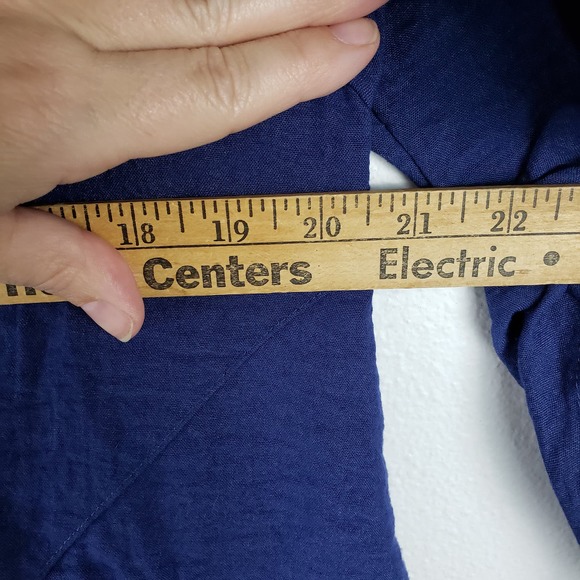 Habitat Women's M 2Pc Casual‎ Set Toggle Button Tunic Elastic Pants Blue Gauze - Picture 6 of 14